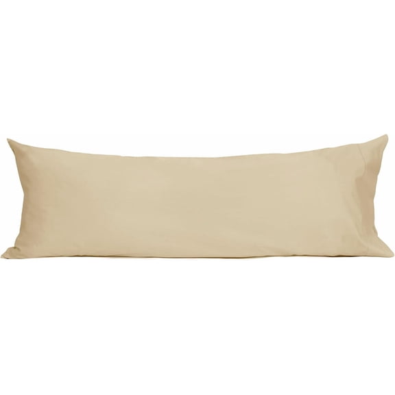 Body Pillowcase 100% Cotton Long Pillow Cover/Case Envelope Closure 1 Pack, 20×54 inches Sandshell, Soft and Breathable