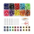 thumbnail image 1 of Dijes de cuentas redondas planas de ojo malvado, cuentas espaciadoras para tobilleras, brazaletes y fabricación de joyas. 10 celosías (ojo del diablo), 1 of 9