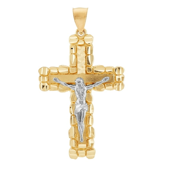 Brilliance Fine Jewelry 10K Yellow Gold with Rhodium Crucifix Cross Charm