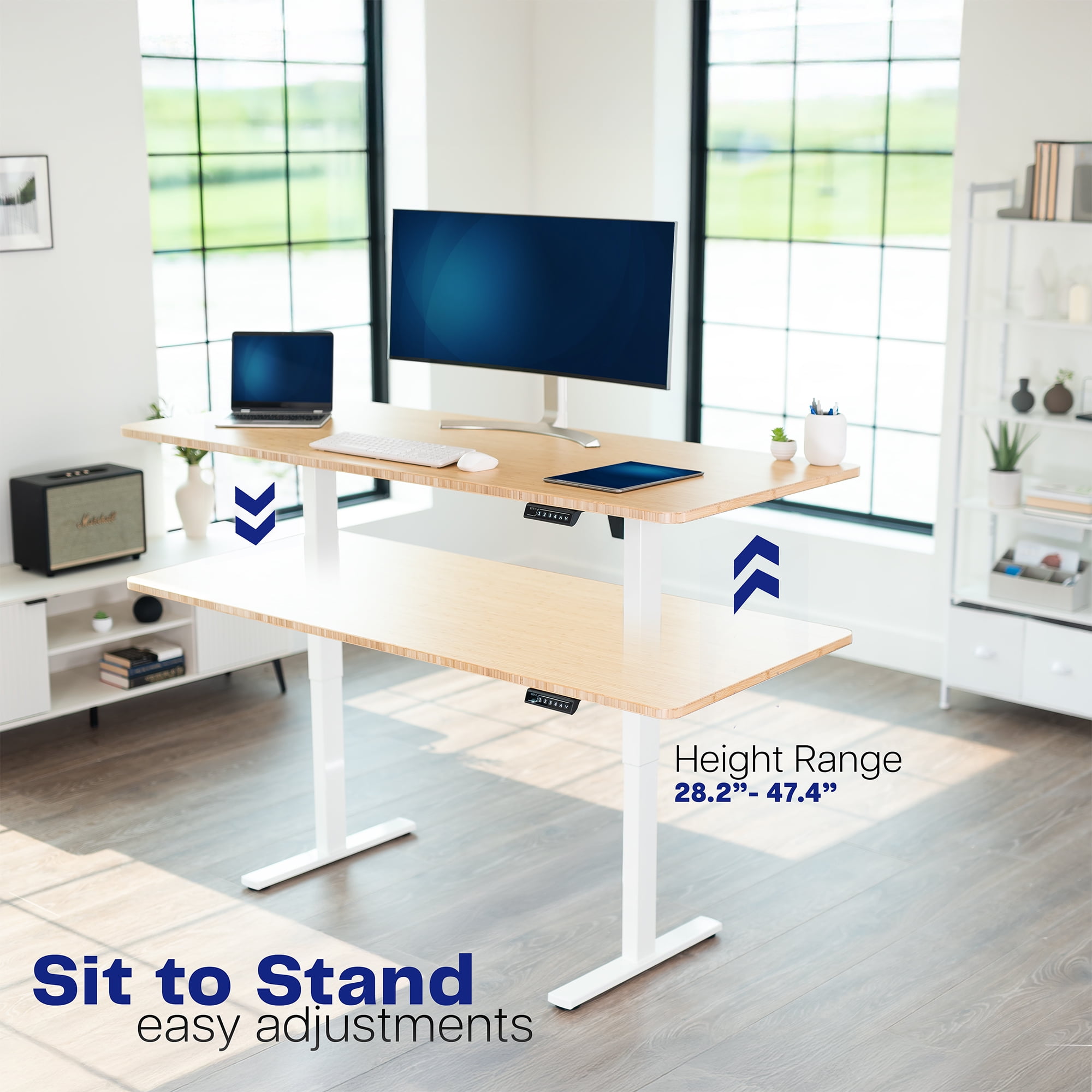 VIVO White Electric Stand Up Desk Frame, Single Motor Standing Adjustable Base