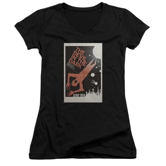 Star Trek Tos Episode 25 Junior Women's V-Neck T-Shirt Black
