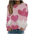 thumbnail image 2 of Valentines Shirts For Women Oversized Funny Love Heart Printed Loose Round Neck Long Sleeved Casual Cozy Shirt Tops Multicolor XXXL, 2 of 5