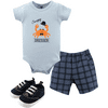 Hudson Baby Unisex Baby Cotton Bodysuit, Shorts and Shoe Set