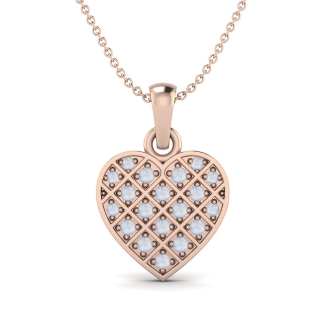 Collier Pendentif Femme Forme Ronde Pierre de Lune Cœur Amour Argent Sterling 925 Rose Vermeil