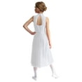thumbnail image 2 of RUNQHUI Robe de Danse Ballet à Sequins pour Filles, Robe de Patinage Artistique Sans Manches Ourlet Irrégulier en Maille Blanc 16, 2 of 7