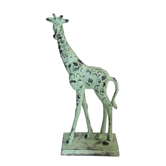 Nifao Green Patina Aluminum Statue of a Giraffe Echoing Nature Grace – Home Decor Sculpture, 8"L x 4"W x 18"H
