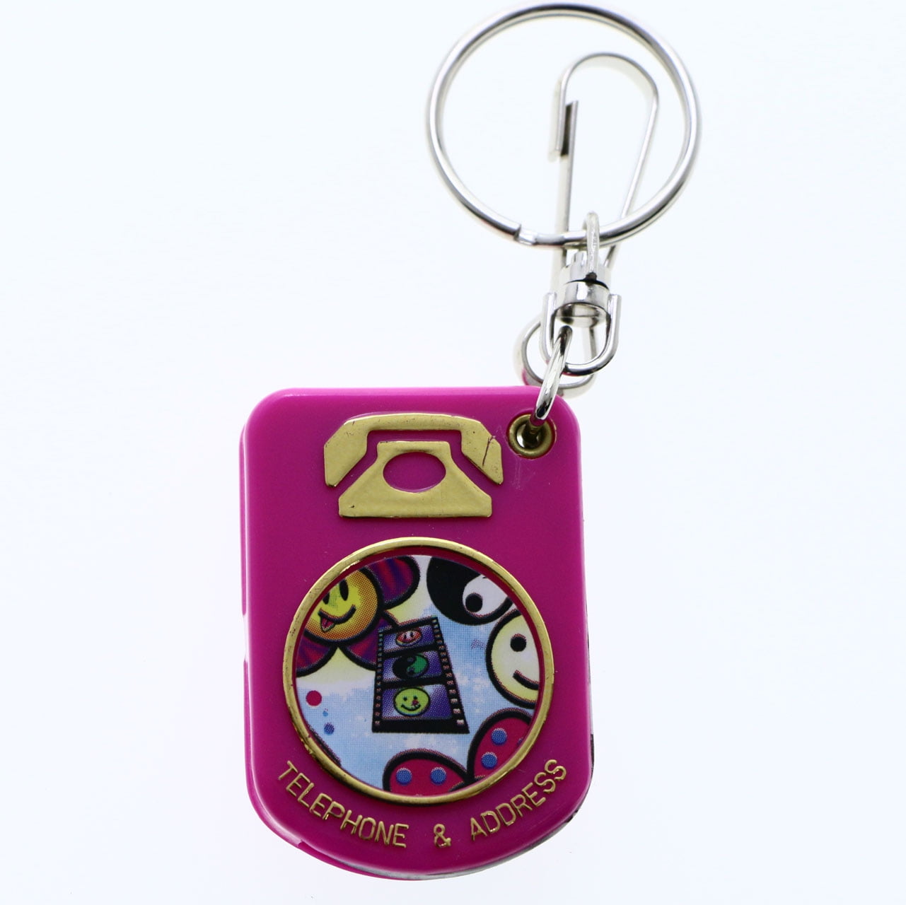 Mini Telephone and Address Book SplitRingKeychain Pink/Multicolor