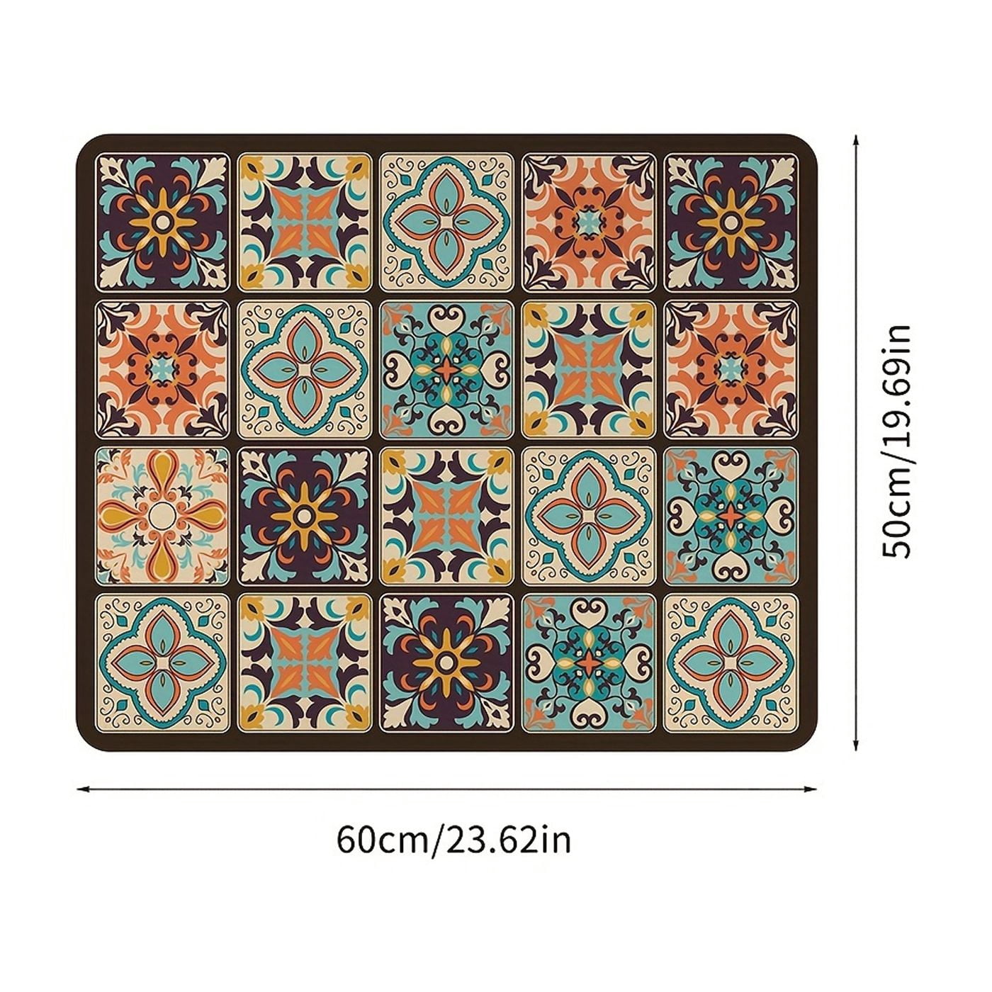 Vintage Mosaic Washing Machine Cover, Waterproof and Durable Diatomaceous Earth Material, 23.62" x 19.69", Ideal for Kitchen or Laundry Room, Perfect