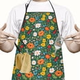 thumbnail image 2 of Pioneer Flower Floral Print Pattern Cotton Linen Apron with Pockets, Waterproof Adjustable, 33x27 Inch for Kitchen, Gardening, BBQ, Salon, 2 of 6