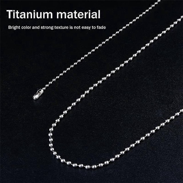 Pure Titanium Chain Necklace Glass Bead Chain Pendant is Not Easy to Rust Simple Light Weight Titani
