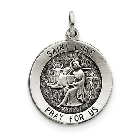 Sterling Silver Engravable Antiqued Saint Luke Medal