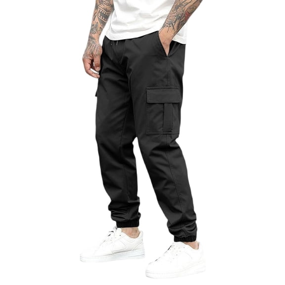 Men's Durable Work Pants Spring Casual Drawstring Multi-Pocket Outdoor Loose Trousers Sportswear for Comfortable Fit