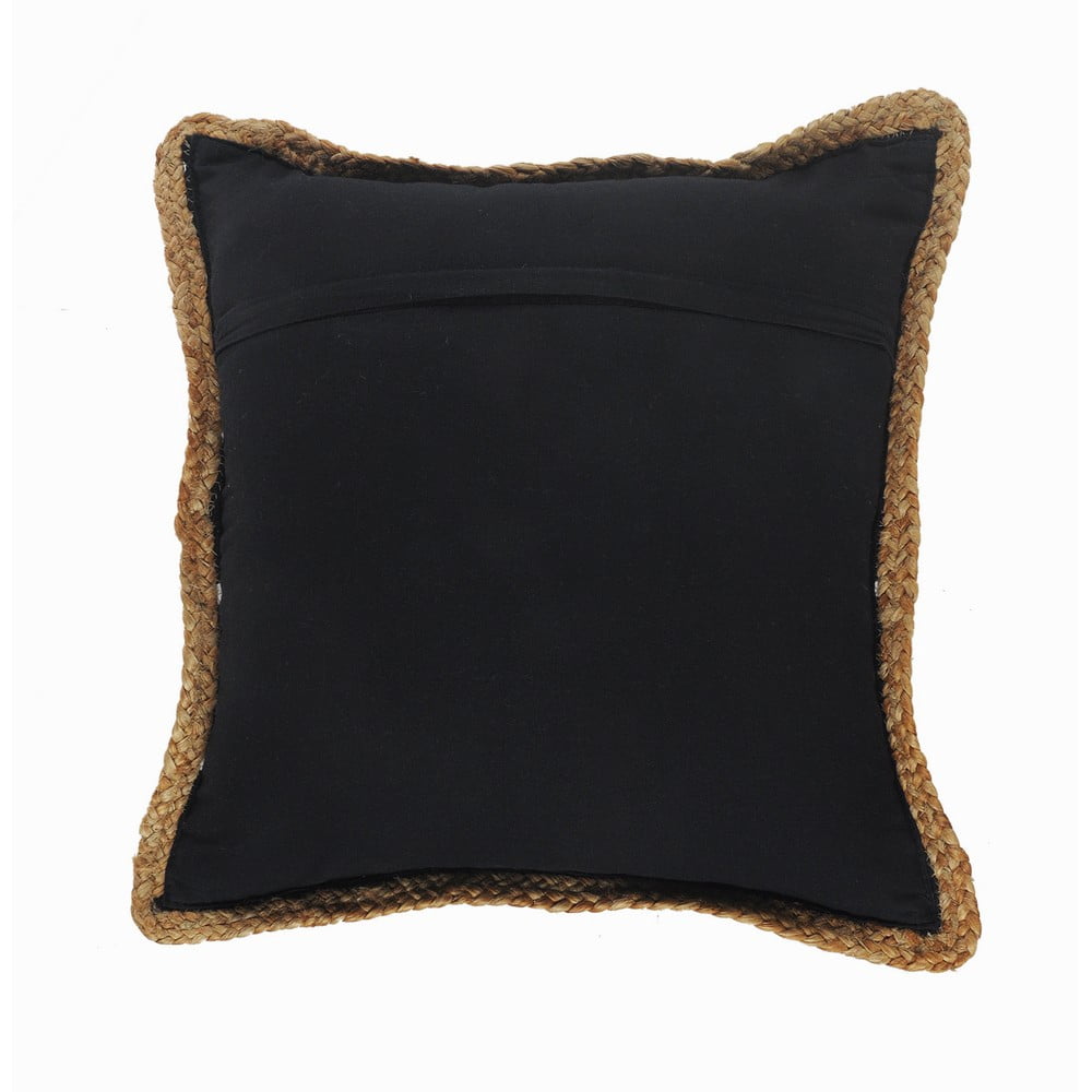 Ox Bay Ringo 18" x 18" Black/White Jute Bordered Striped Cotton Adult Decorative Throw Pillow