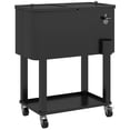 thumbnail image 1 of Outsunny 60qt Rolling Patio Cooler Cart, Portable Outdoor Cooler, Black, 1 of 10