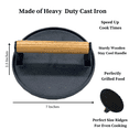 thumbnail image 2 of Evelots Bacon Press Cast Iron Grill Press-Heavy Duty Smash Burger Press-Solid Wood Handle, 2 of 6