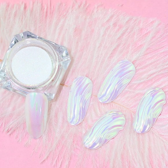 Polvo de uñas cromado holográfico, polvo de cromo perlado blanco para uñas, polvo de hadas para uñas, polvo de brillo, pigmento en polvo de perlas de uñas cromadas