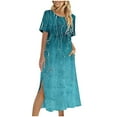 thumbnail image 2 of FDGIU Women's Floral Midi Dress - Summer Boho Short Sleeve Tiered Dress with Pockets for Beach Casual, 2 of 6