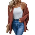 thumbnail image 3 of Women'S Cardigan Sweaters Oversized Chunky Knit Slouchy Wrap Batwing Open Front Outwear Coat Red L, 3 of 8