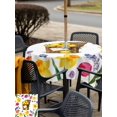 thumbnail image 5 of Outdoor Tablecloth with Umbrella Hole for Patio/Picnic/Party/Camping, Spring Floral Waterproof Table Cloth Square Cover Washable, Watercolor Lemons in Basket Garden Flowers (54"x 54"), 5 of 8