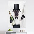 thumbnail image 1 of Pug Tapestry, Celebration Dog with Champagne Bottle While Toasting Happy Moments Photographs, Fabric Wall Hanging Decor for Bedroom Living Room Dorm, 5 Sizes, Black White Emerald, by Ambesonne, 1 of 1