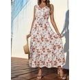 thumbnail image 5 of Women'S Summer Maxi Dress Floral Tie Front Casual Boho Beach Flowy Sundress White, 5 of 6