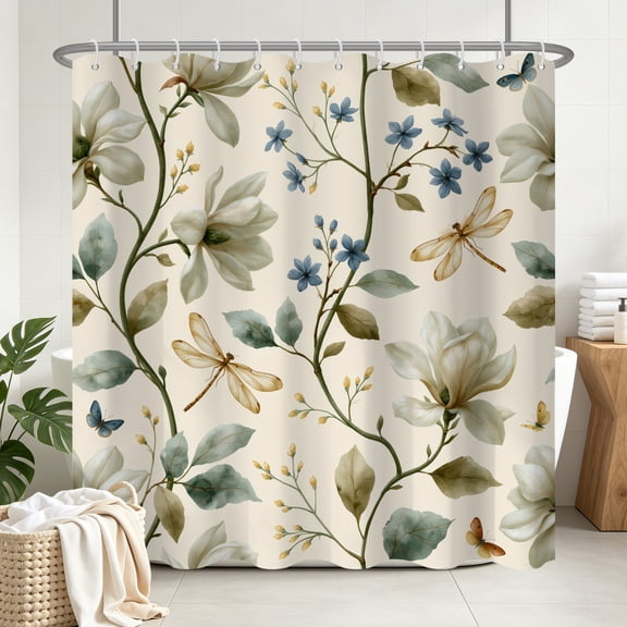 Tchckioa Boho Floral Shower Curtain for Bathroom,72x72 Inch Waterproof Hooks Bath Curtain Decor