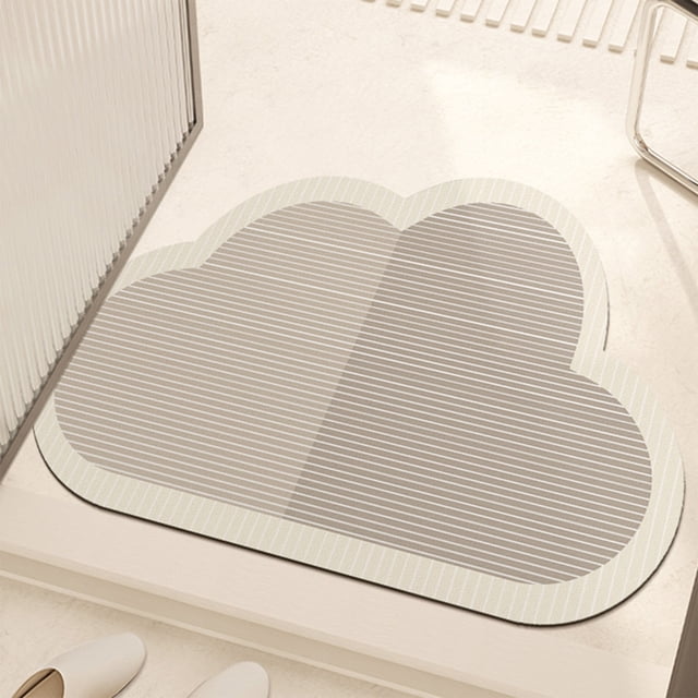 pstuiky Diatomite Cloud Shape Bath Mat Super Absorbent & Quick Dry Non-Slip Rubber Backing Washable Shower Rug 16X24 Inch