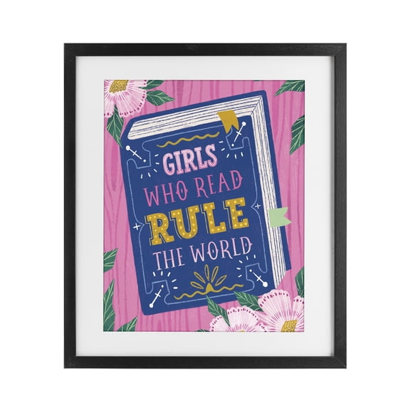 Stupell Industries Cottage Girls Who Read Inspirational Black Framed Print Under Glass, 13 x 16, by Vanessa Stoilova