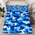 thumbnail image 2 of Manfei Camouflage Camo Bed Sheets,Rustic Outdoor King Sheets,Navy Blue Sheet Set For Kids,Microfiber Bedroom Decor,4-Piece, 2 of 7