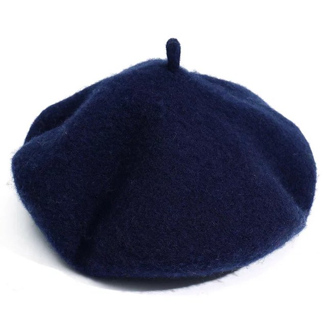 Boina de lana Elegante con color sólido Estilo francés/Boina Vintage para mujer para Uso al aire libre/senderismopangjing