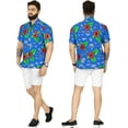 thumbnail image 5 of HAPPY BAY Men's Hawaiian Shirt Luau Beach Shirts Casual Button Down Short Sleeve Dress Shirts for Men XS Hibiscus Leaves, Blue, 5 of 6