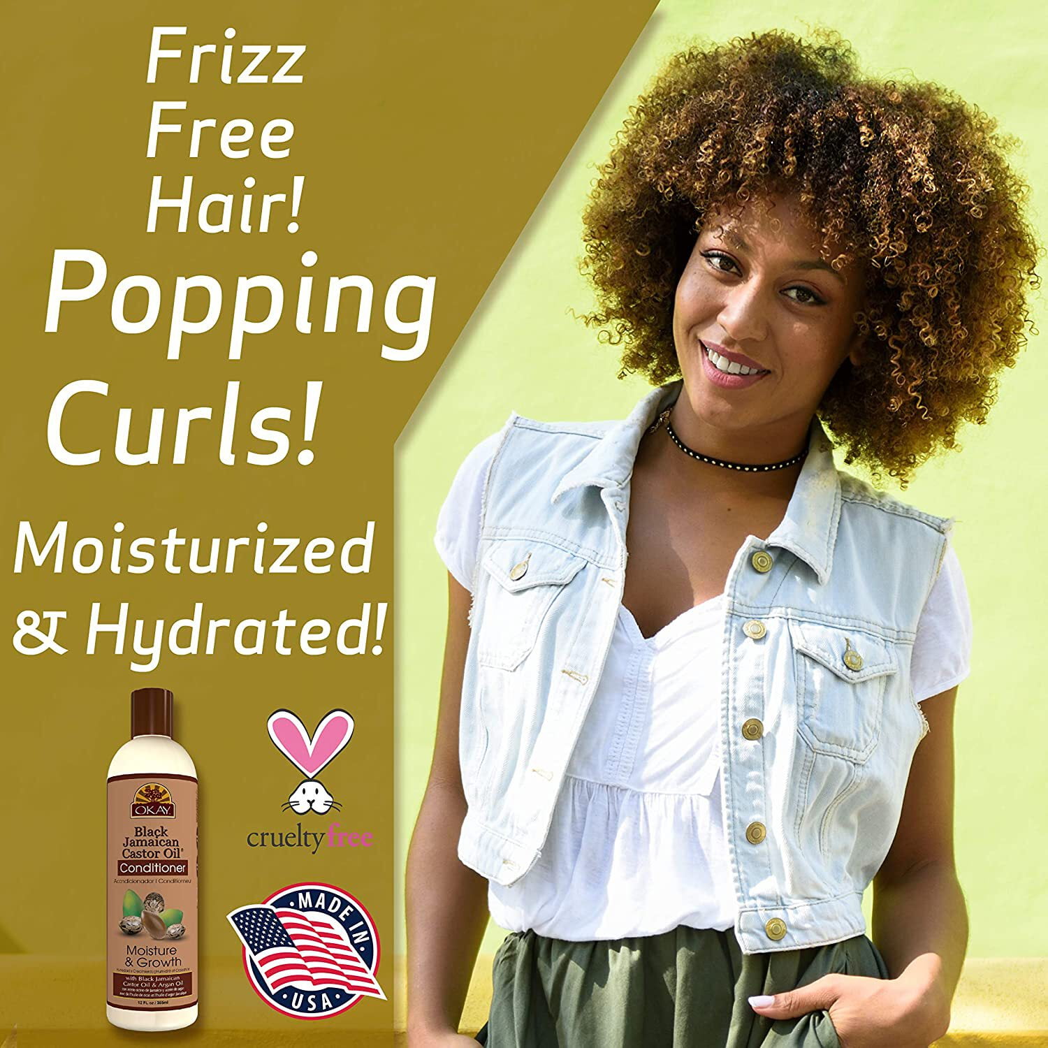Okay Pure Naturals Black Jamaican Castor Oil Moisture Growth Conditioner for Hair Growth and Hydration, 12oz