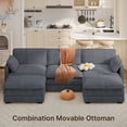 thumbnail image 6 of 3 Seater Sectional Couches for Living Room, Noelse U Shaped Couch with Double Layer Cushions, Sleeper Sofa Couches with Corduroy Pet-Friendly Fabric for Living Room Bedroom and Apartment, Gray, 6 of 9