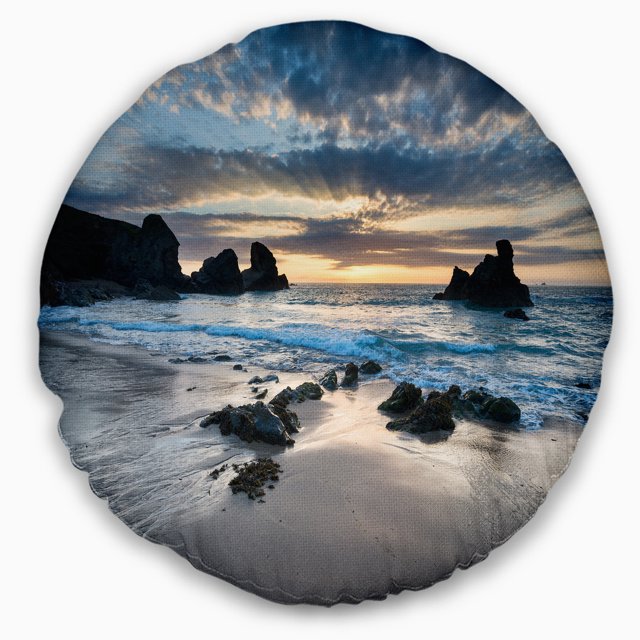 Belle Baie de Porthcothan - Coussin de Plage - 20 Pouces Ronds