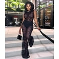 thumbnail image 4 of Women Sexy Mesh Print See Through Going Out Birthday Club Print Perspective Mesh Jumpsuit, 4 of 10