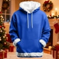 thumbnail image 2 of VSSSJ Hoodie for Men Women Loose Casual Fleece Lined Solid Faux Fur Trim Hoodies Unisex Long Sleeve Hooded Pullover Sweatshirts Tops Blue XXL, 2 of 9