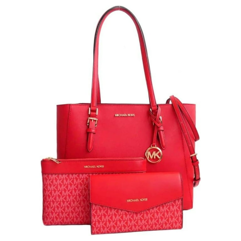 Michael Kors Women's Leather MK Pattern Crossbody Tote Bag Michael Kors Women's Leather MK Pattern Crossbody Tote Bag