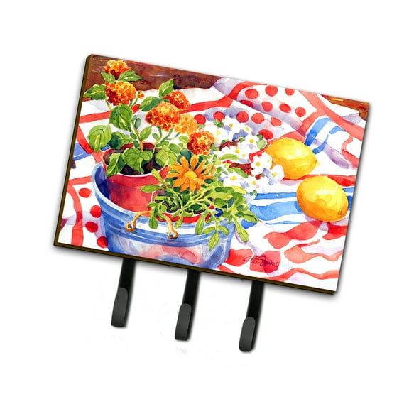 Carolines Treasures 6058TH68 Flowers with a side of lemons Leash or Key Holder Triple multicolor
