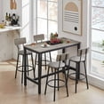 thumbnail image 2 of 47" Dining Table Set with Backrest for 4, Rustic 5-Piece Dining Table Set with PU Soft Cushion, Wood&Steel Console Kitchen Table Set with 4 Stools for Small Places, 2 of 9