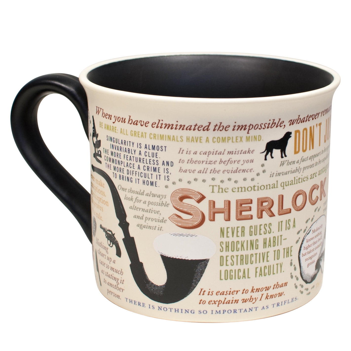 intriguing images Sherlock Holmes Coffee Mug Comes in a Fun Gift Box rules of deduction and Sidney Pagets portrait Holmes quotes