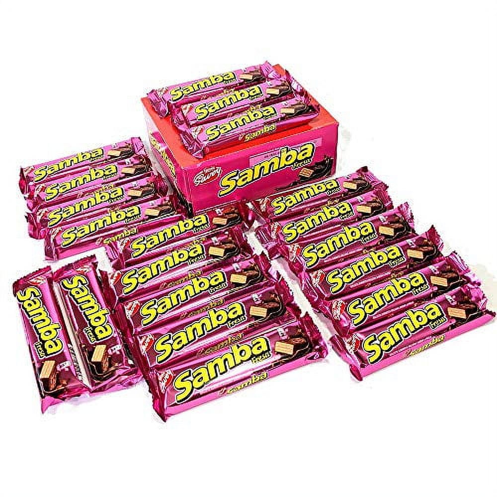 SAMBA Fresa, Galleta Cubierta de Chocolate Rellena sabor a Fresa, 20 Unidades de 32 gr c/u