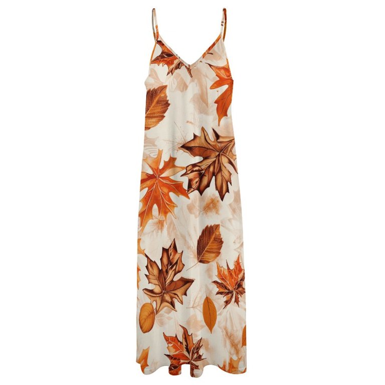 Autumn Harvest Maple Leaves Thanksgiving Design Sleeveless Dress Woman  Fashion Long Dresses Women's Summer Suit Dress 2025 - Walmart.com