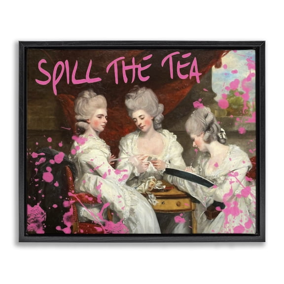 Stupell Industries Eclectic Spill The Tea Iconic Ladies Black Floating Frame Canvas Art, 21 x 17, by Grotto Studios