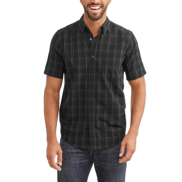 Men's Short Sleeve Plaid Woven Shirt - Walmart.com
