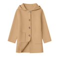 thumbnail image 3 of Girls Trench Coats Hooded Cute Windproof Wool Blend Peacoats Kid Girls Winter Jackets (Khaki), 3 of 6