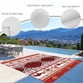 thumbnail image 3 of Red Boho Outdoor Rug for Patio/Deck/Porch, Non-Slip Large Area Rug 5 x 7 Ft, Southwestern Aztec Palm Tree Animals Patterned Indoor Outdoor Rugs Washable Area Rugs, Camping Rug Carpet Runner, 3 of 8