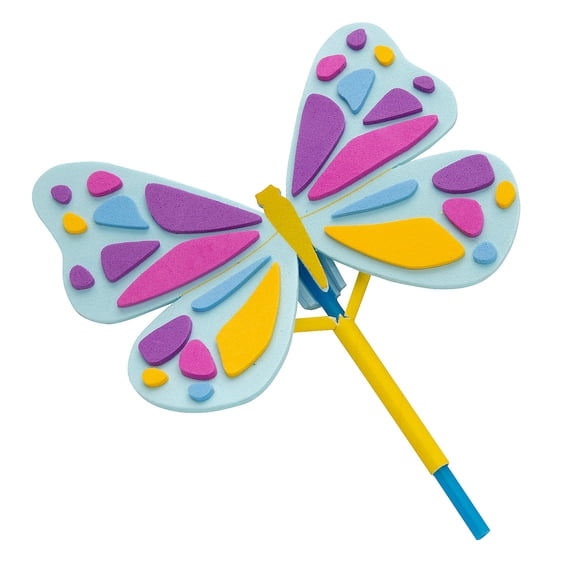 Fun Express 5" x 4" Colorful Flapping Butterfly Straw Craft Kit - Makes 12