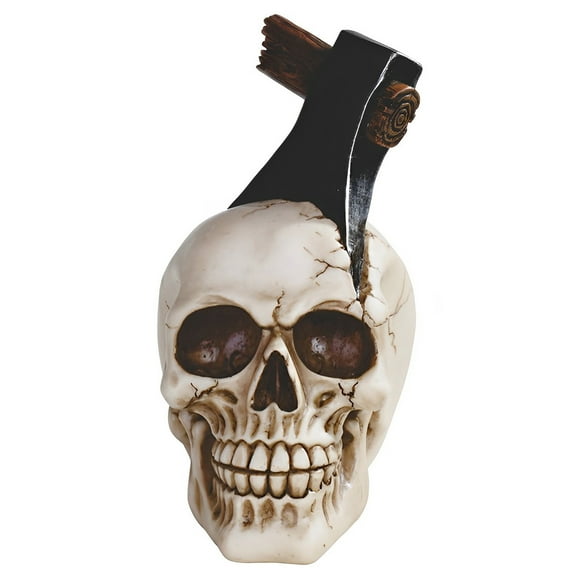 FC Design 7"H Skull with Axe in Head Figurine Statue Sculpture Ornament Decoration Home/Room Decor and Unique Gift Ideas for Housewarming, Holidays and Birthdays