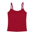 thumbnail image 4 of tank tops for women Ribbed Spaghetti Strap Crop Top Built In Bra Casual Daily Layering Wear, 4 of 4