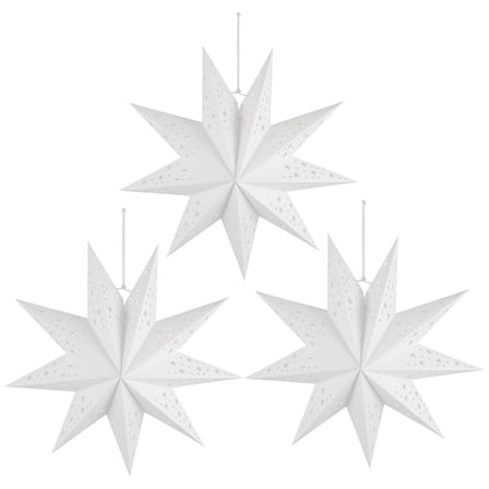 MUSEYA 3Pcs Nine Pointed Star Light Paper Star Lamp Hanging for
